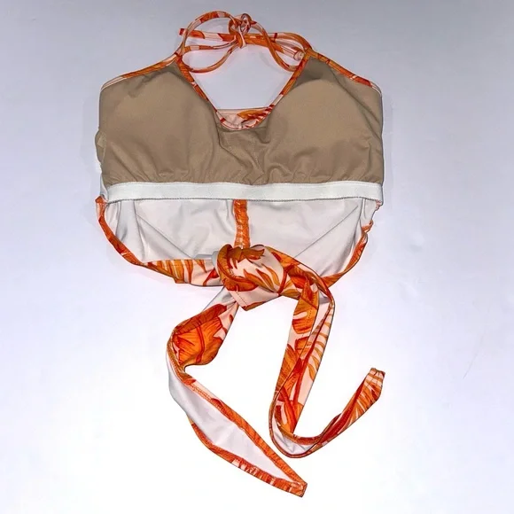 Kortni Jeane Orange Palm Print Tied-Up Top - Picture 5 of 10